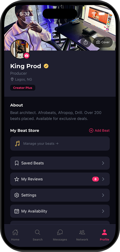 Sessions profile screen